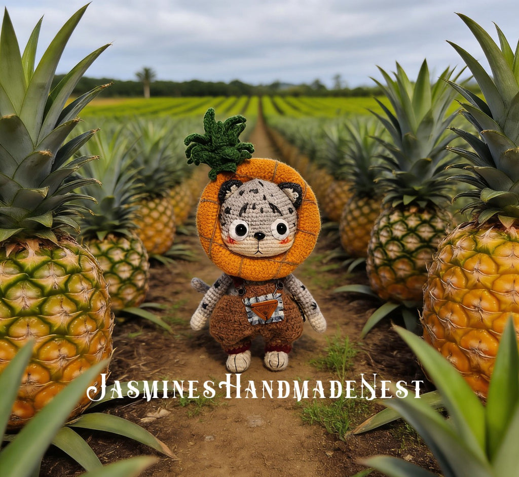Handmade Crochet Fruit Animal Dolls – Amigurumi Plush Toys, Dragon Fruit Dog, Watermelon Pig, Kiwi Monkey, Pineapple Leopard Gift