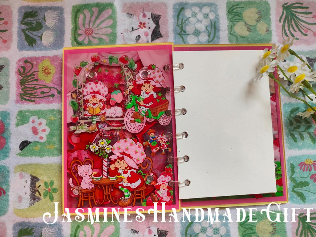 Handmade Kawaii Shake Notebook, Floating Glitter Quicksand Shake Journal, Cute Cartoon Mini Pocket Diary Gift for Girls