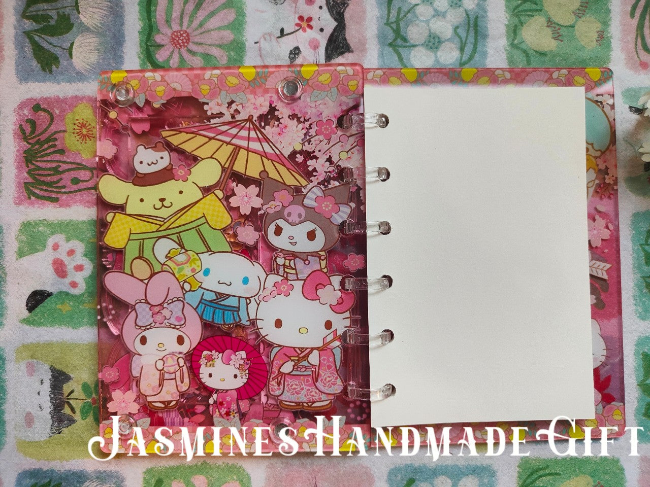 Handmade Kawaii Shake Notebook, Floating Glitter Quicksand Shake Journal, Cute Cartoon Mini Pocket Diary Gift for Girls