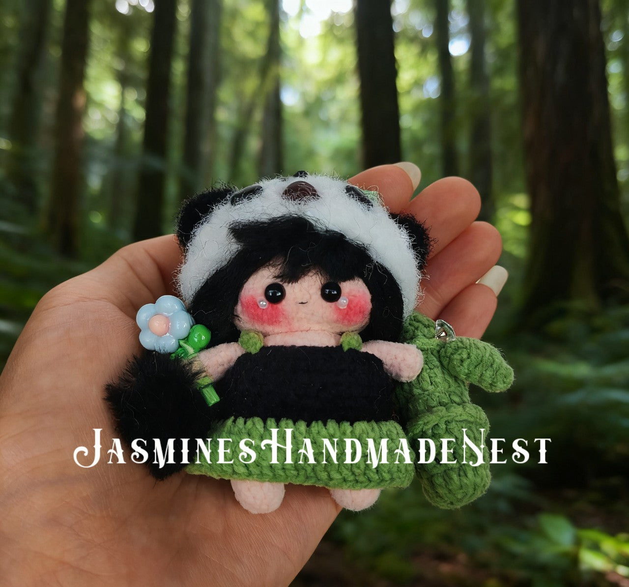 Mini Crochet Girl Doll – Handmade Micro Amigurumi Plush Toy, Tiny Tiger or Panda Doll, Cute Miniature Toy, Unique Handmade Collectible, Gift for Kids