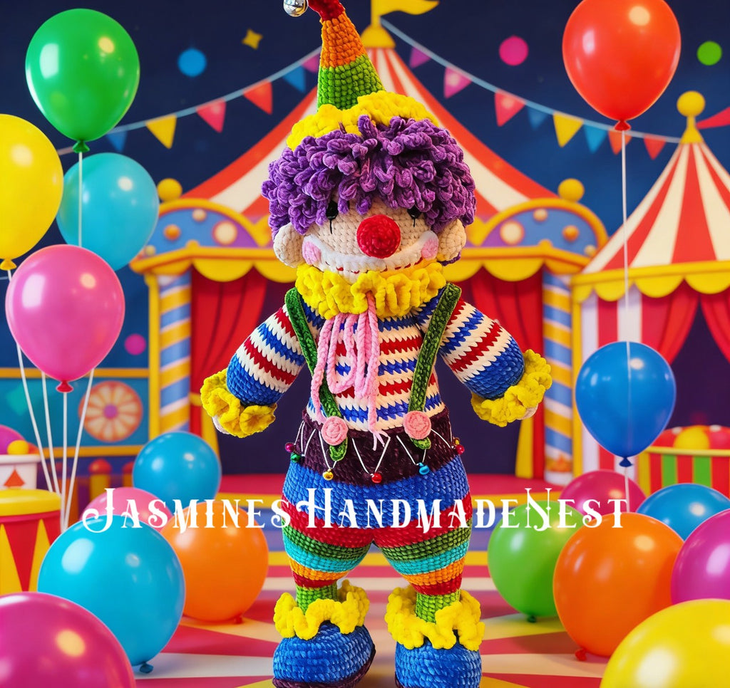 Handmade Crochet Clown Doll | Amigurumi Plush Toy, Nursery Decor, Birthday Gift