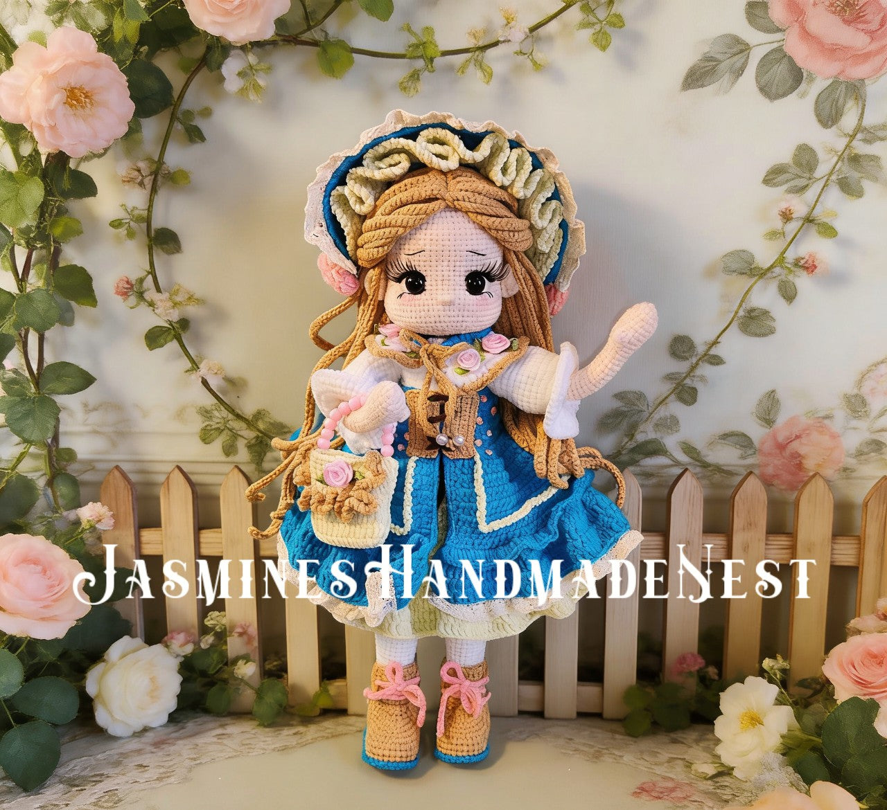 Handmade Cottagecore Lolita Crochet Doll, Vintage Amigurumi Girl Doll, Handcrafted Collectible Toy Gift