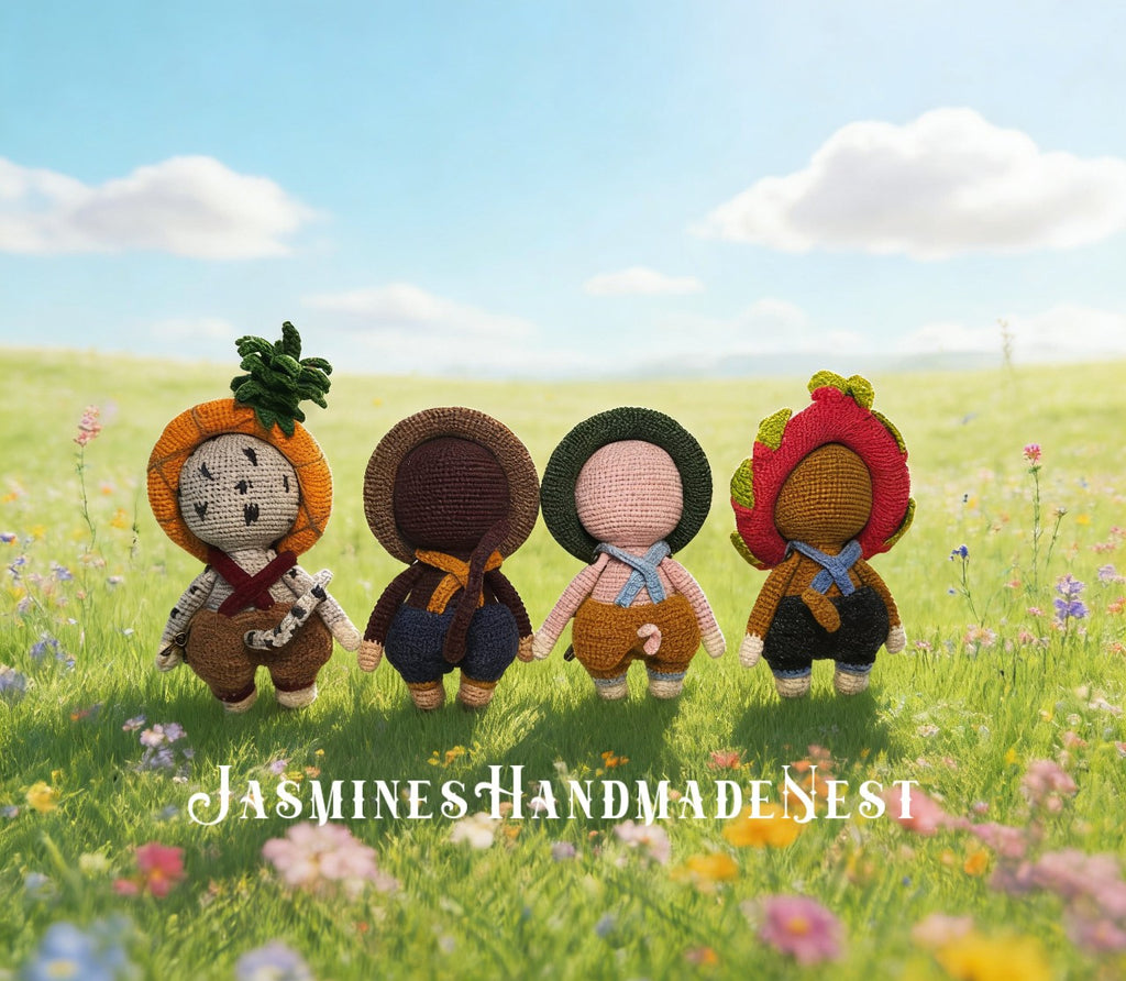 Handmade Crochet Fruit Animal Dolls – Amigurumi Plush Toys, Dragon Fruit Dog, Watermelon Pig, Kiwi Monkey, Pineapple Leopard Gift