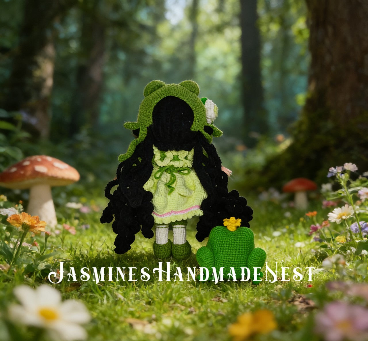 Handmade Crochet Princess, Wish Girl, Frog & Mermaid Dolls – Amigurumi Plush Set, Cute Fantasy Gift
