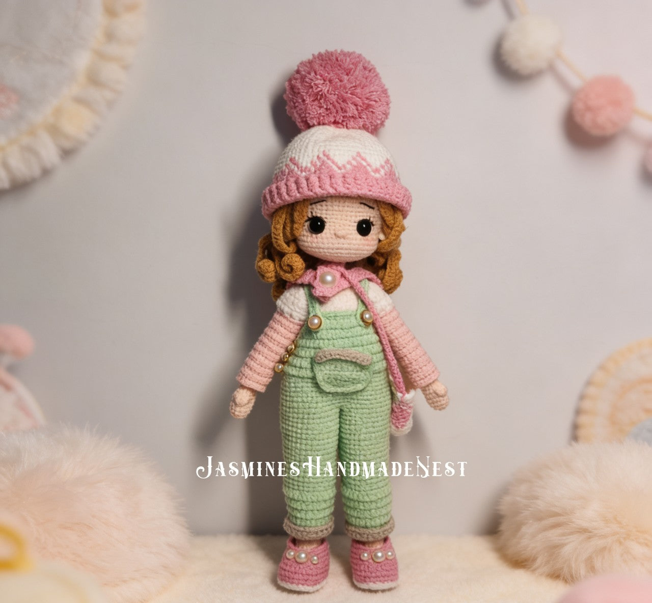 Handmade Crochet Winter Girl Doll – Amigurumi Dress Up Toy, Gift