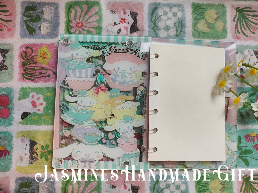 Handmade Kawaii Shake Notebook, Floating Glitter Quicksand Shake Journal, Cute Cartoon Mini Pocket Diary Gift for Girls