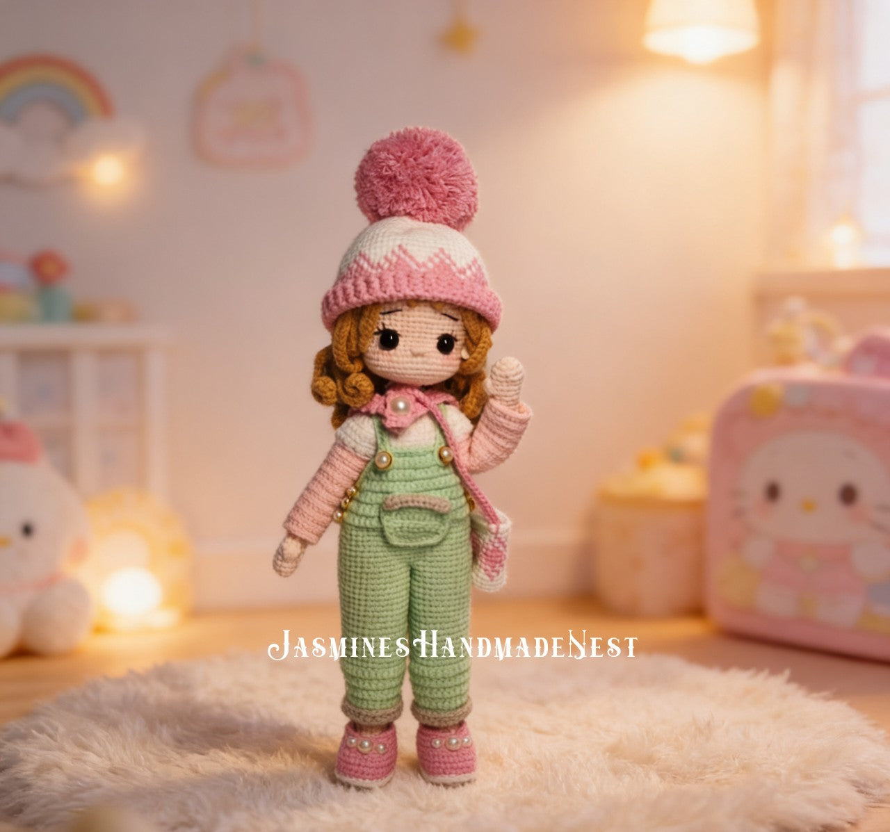 Handmade Crochet Winter Girl Doll – Amigurumi Dress Up Toy, Gift