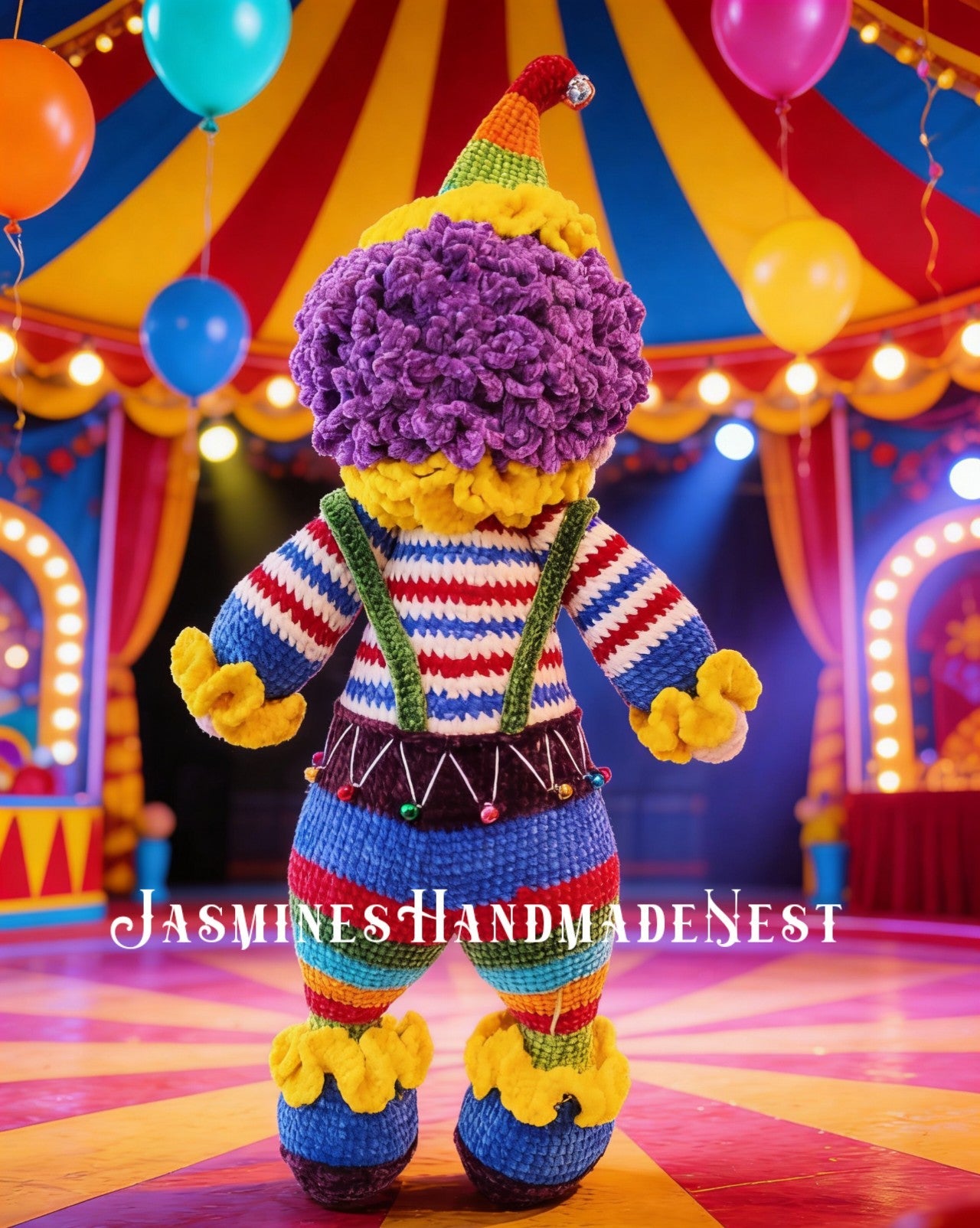 Handmade Crochet Clown Doll | Amigurumi Plush Toy, Nursery Decor, Birthday Gift