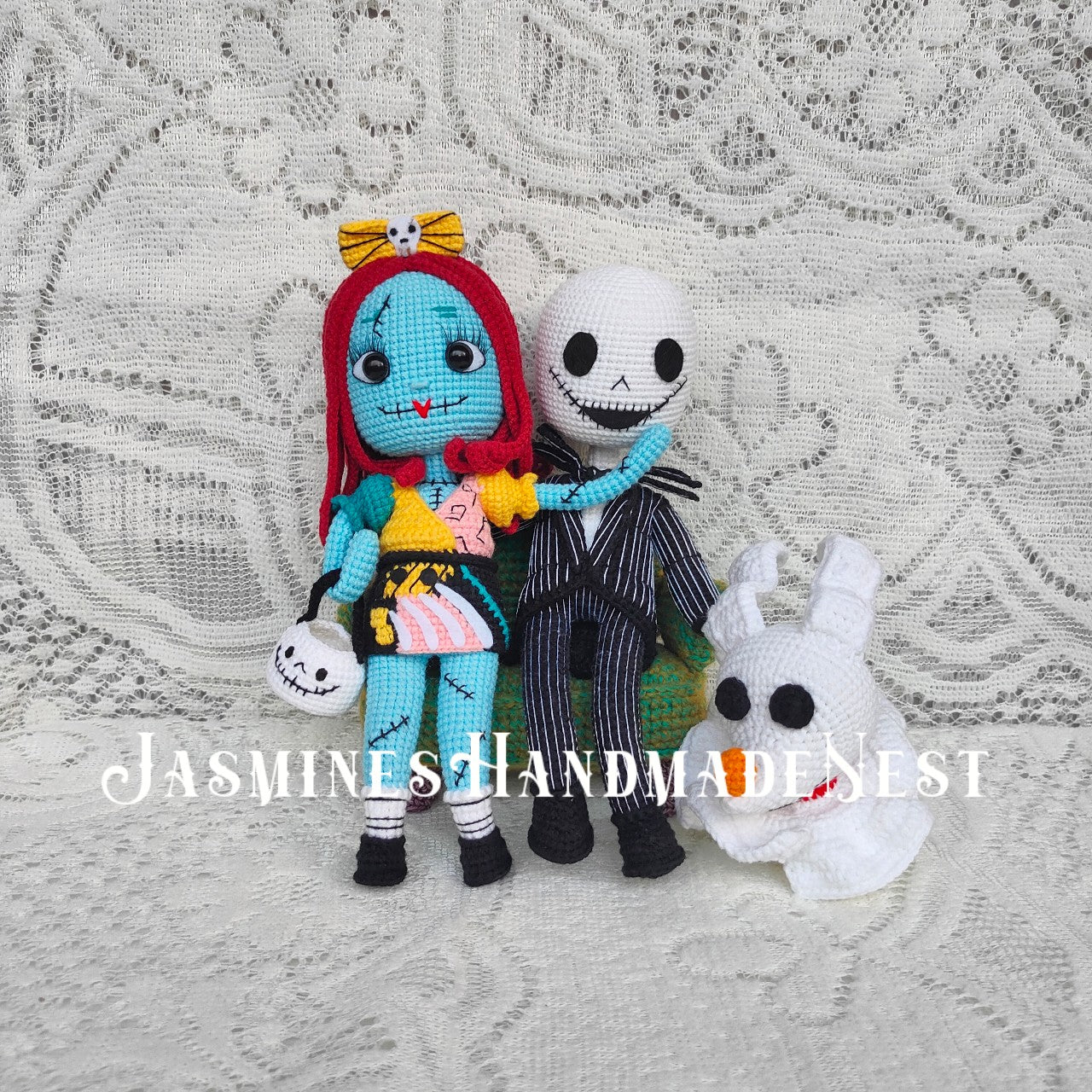 Handmade Crochet Jack and Sally Inspired Dolls – Nightmare Before Christmas Style Amigurumi Plush, Gothic Couple Gift, Halloween Christmas Decor
