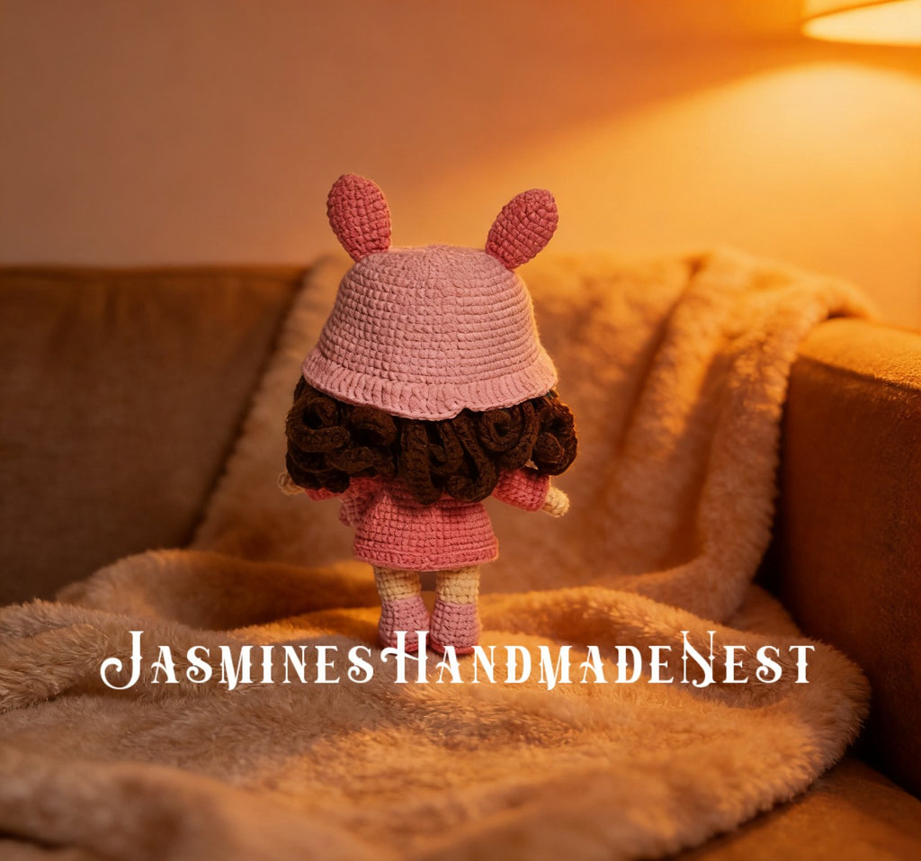 Handmade Crochet Bunny, Fox, Fawn, Pig & Bear Dolls – Amigurumi Woodland Animal Plush Set, Cute Handmade Gift for Kids & Girls