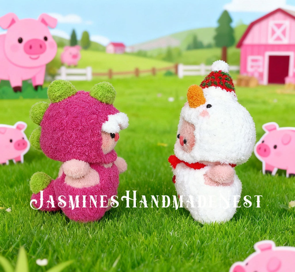 Handmade Pig Plush – Crochet Amigurumi Piglet Toy, Soft Snuggle Miniature Plush, Strawberry Pig Doll, Farmhouse Nursery Decor, Baby Shower or Birthday Gift