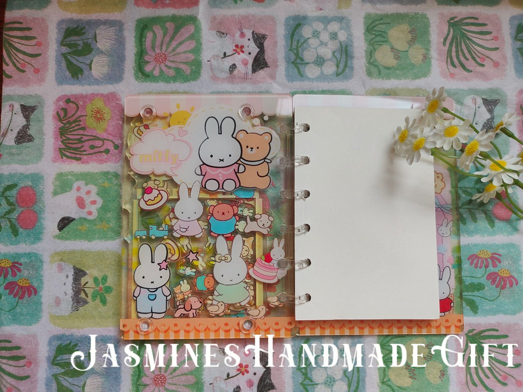 Handmade Kawaii Shake Notebook, Floating Glitter Quicksand Shake Journal, Cute Cartoon Mini Pocket Diary Gift for Girls