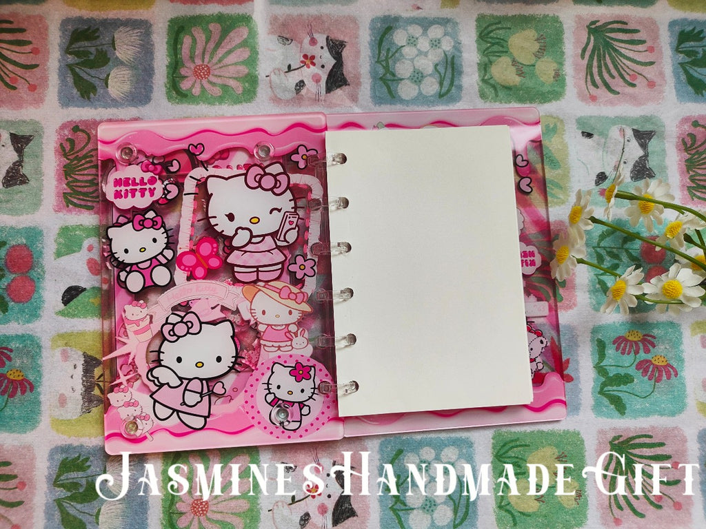 Handmade Kawaii Shake Notebook, Floating Glitter Quicksand Shake Journal, Cute Cartoon Mini Pocket Diary Gift for Girls