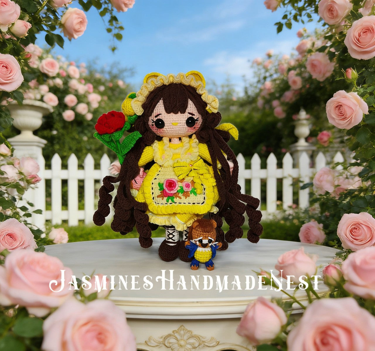 Handmade Crochet Princess, Wish Girl, Frog & Mermaid Dolls – Amigurumi Plush Set, Cute Fantasy Gift