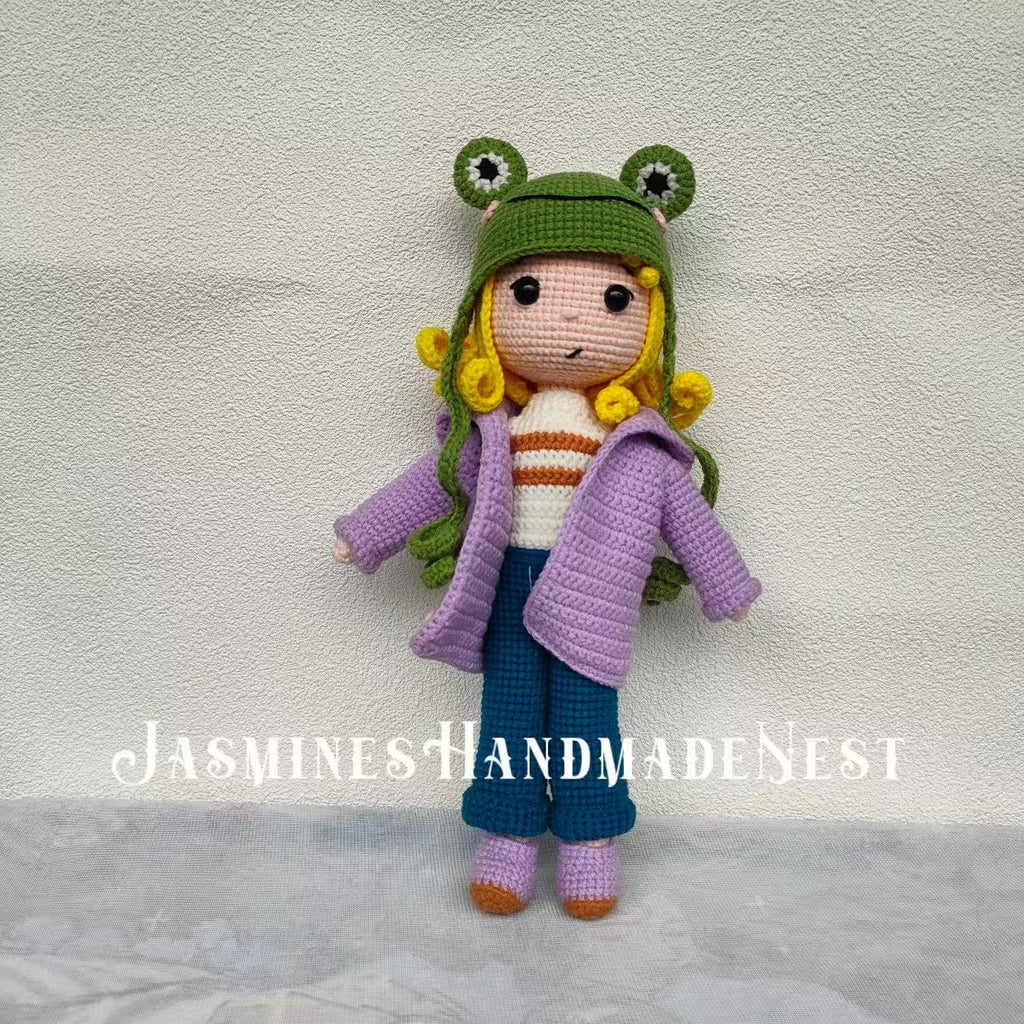 Cute Frog Girl Plush – Handmade Crochet Dolls in Frog Outfits, Multiple Styles Available, Soft Amigurumi Toy, Whimsical Gift for Kids or Collectors