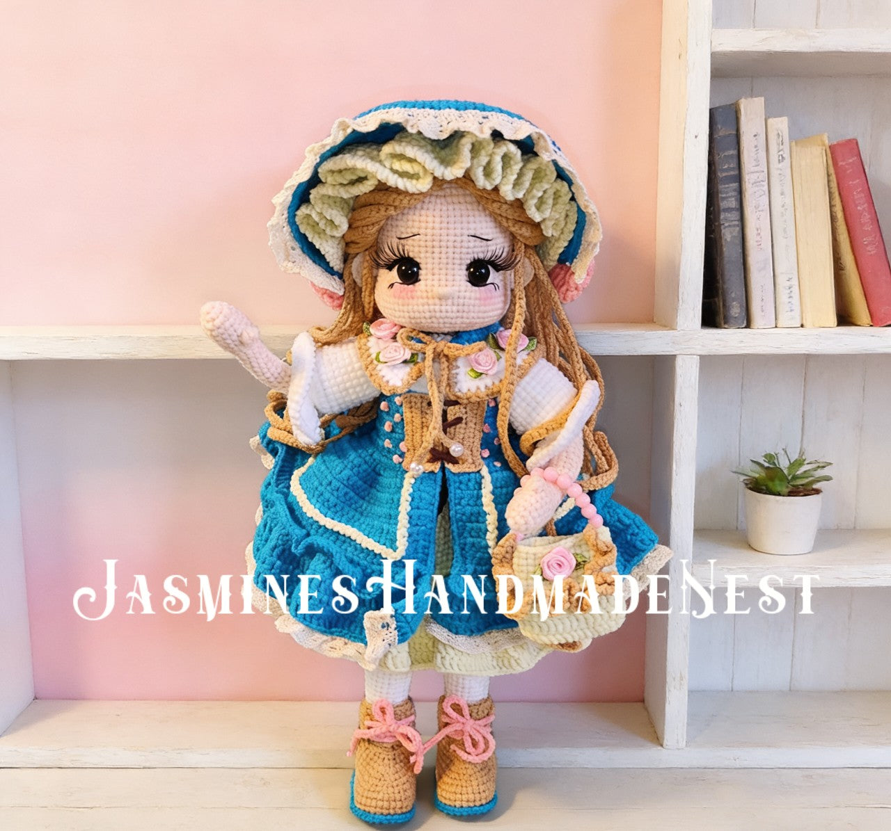 Handmade Cottagecore Lolita Crochet Doll, Vintage Amigurumi Girl Doll, Handcrafted Collectible Toy Gift