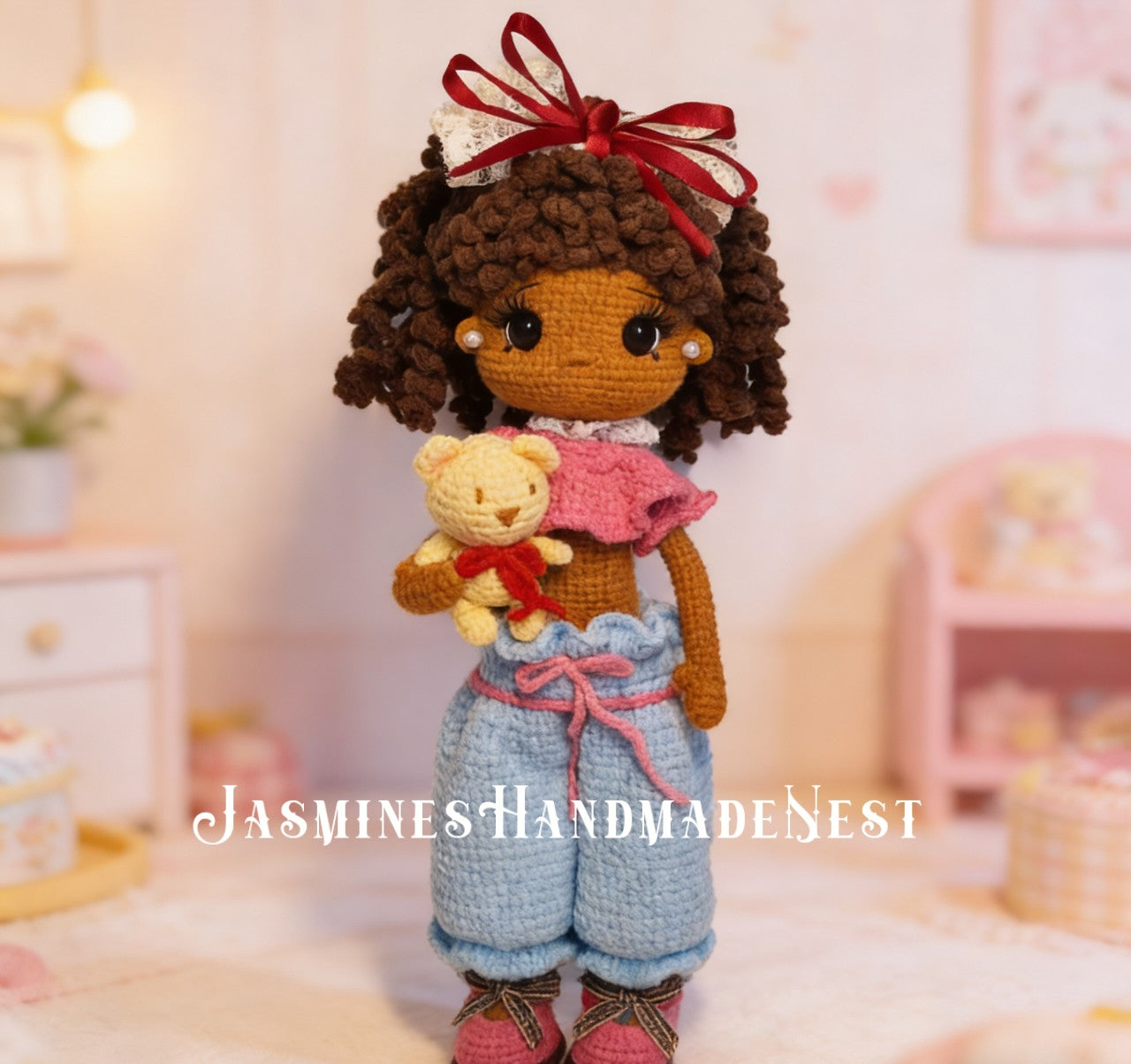 Handmade Crochet Fashion Doll – Valentine’s Gift, Home Decor