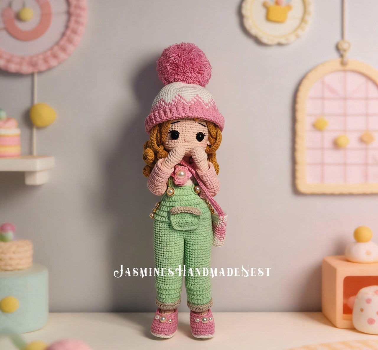 Handmade Crochet Winter Girl Doll – Amigurumi Dress Up Toy, Gift