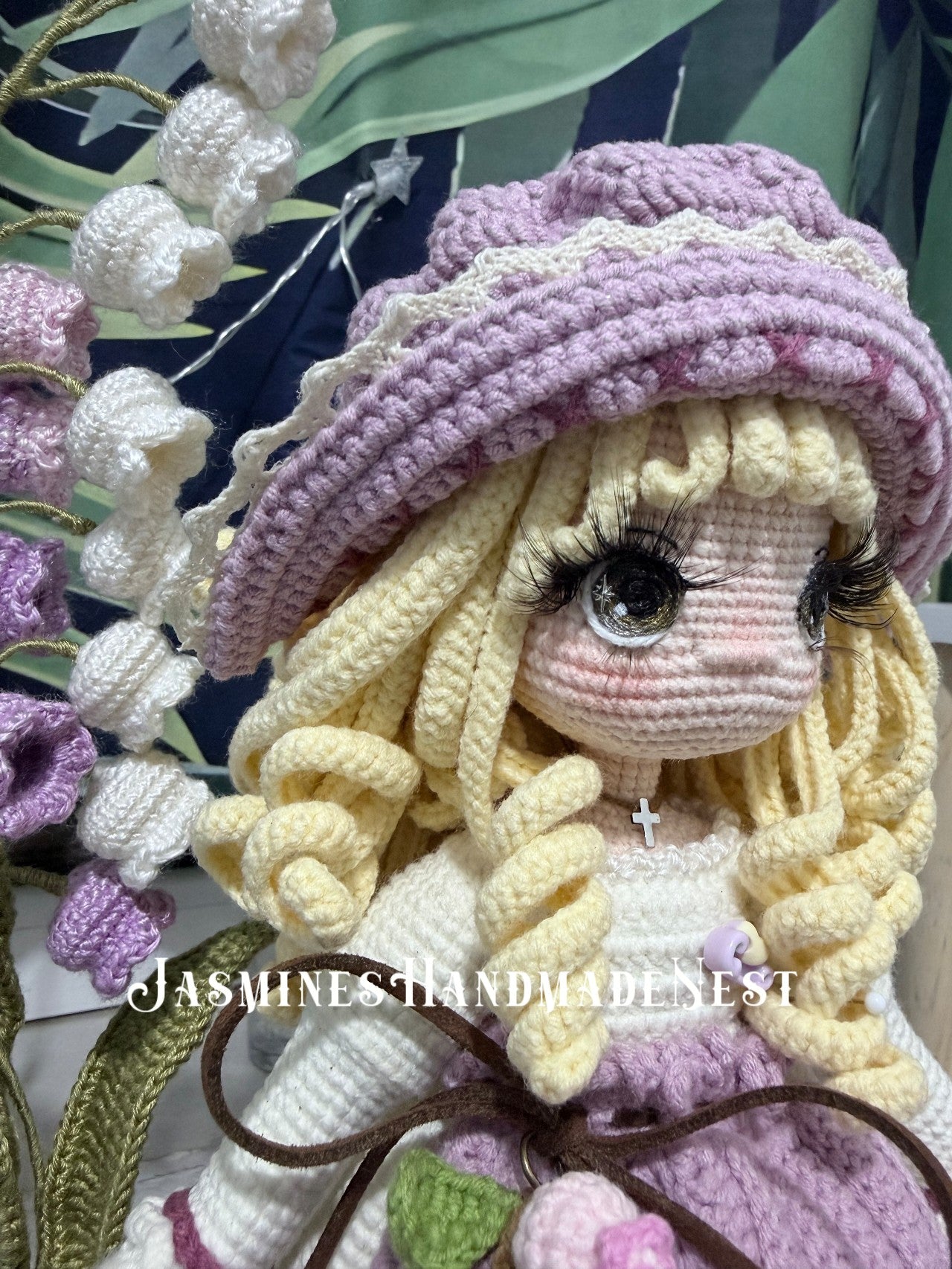 Handmade Lily of the Valley Girl Doll – Crochet Amigurumi Plush, Mini Woodland Cottagecore Gift