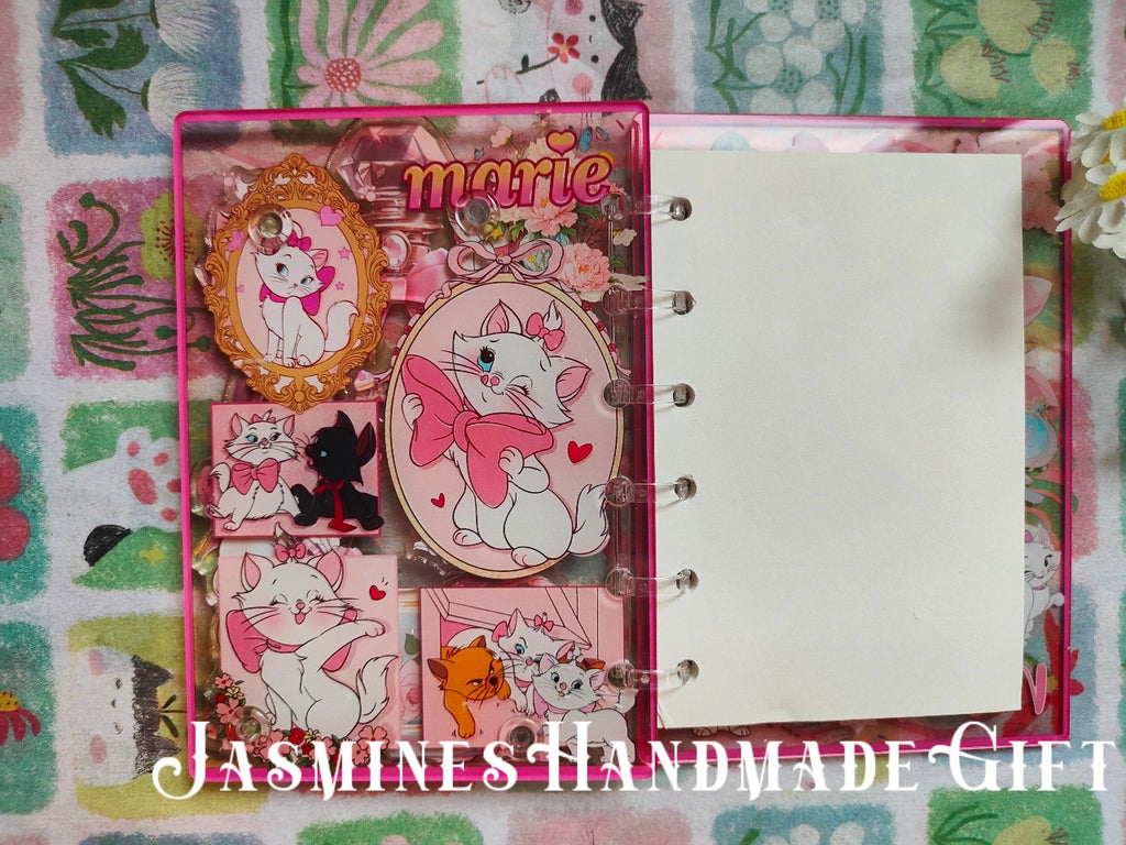 Handmade Kawaii Shake Notebook, Floating Glitter Quicksand Shake Journal, Cute Cartoon Mini Pocket Diary Gift for Girls