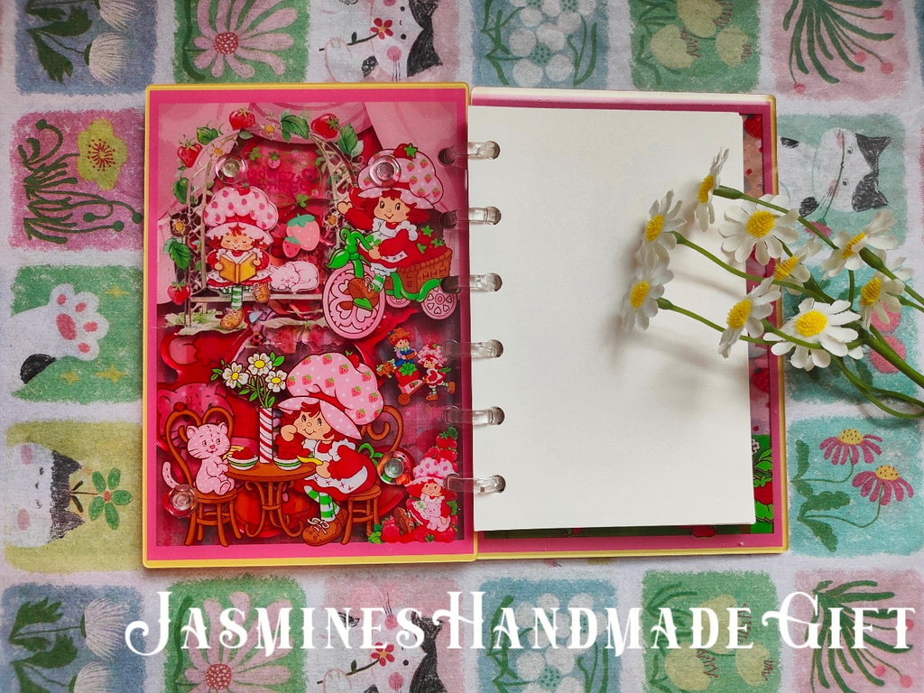 Handmade Kawaii Shake Notebook, Floating Glitter Quicksand Shake Journal, Cute Cartoon Mini Pocket Diary Gift for Girls