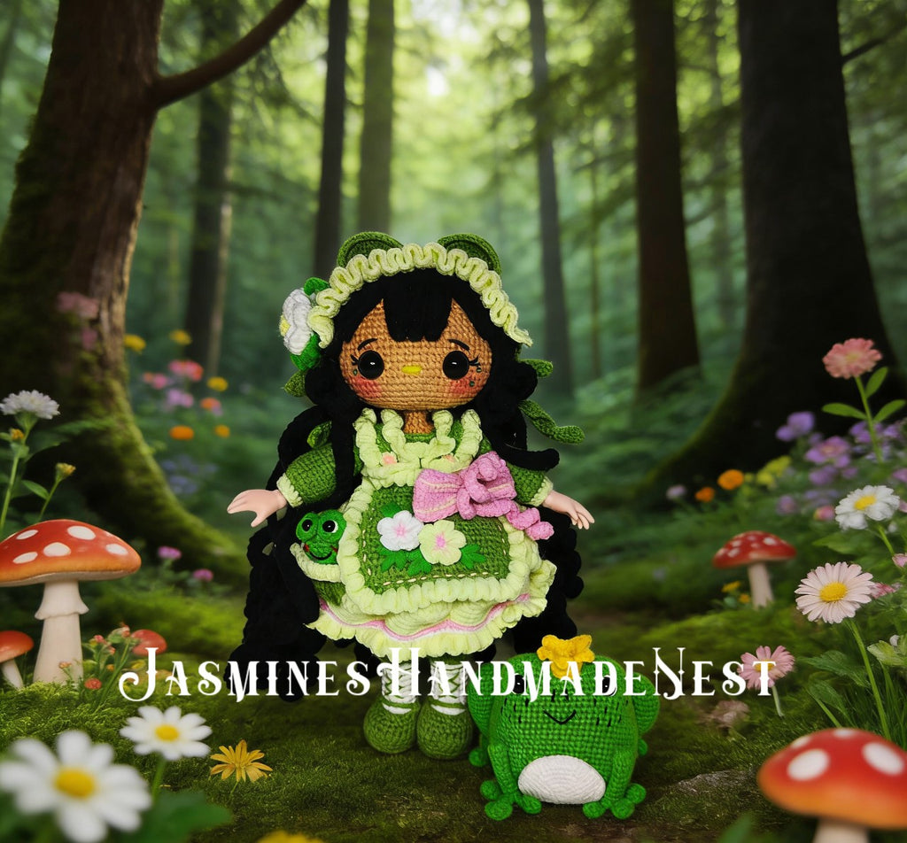 Handmade Crochet Princess, Wish Girl, Frog & Mermaid Dolls – Amigurumi Plush Set, Cute Fantasy Gift