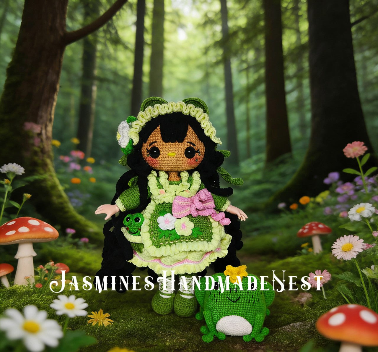 Handmade Crochet Princess, Wish Girl, Frog & Mermaid Dolls – Amigurumi Plush Set, Cute Fantasy Gift