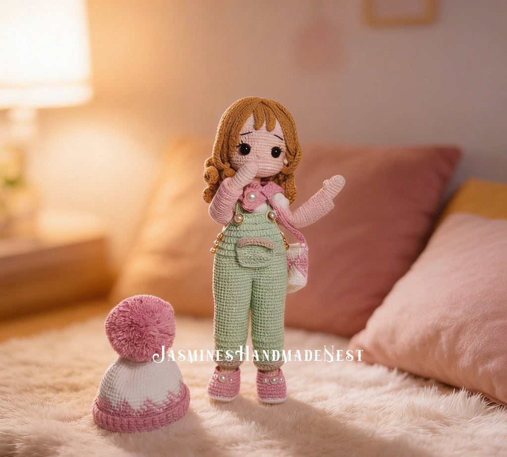 Handmade Crochet Winter Girl Doll – Amigurumi Dress Up Toy, Gift
