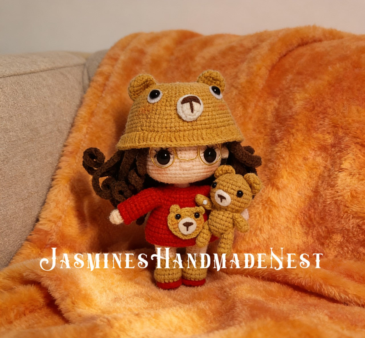 Handmade Crochet Bunny, Fox, Fawn, Pig & Bear Dolls – Amigurumi Woodland Animal Plush Set, Cute Handmade Gift for Kids & Girls