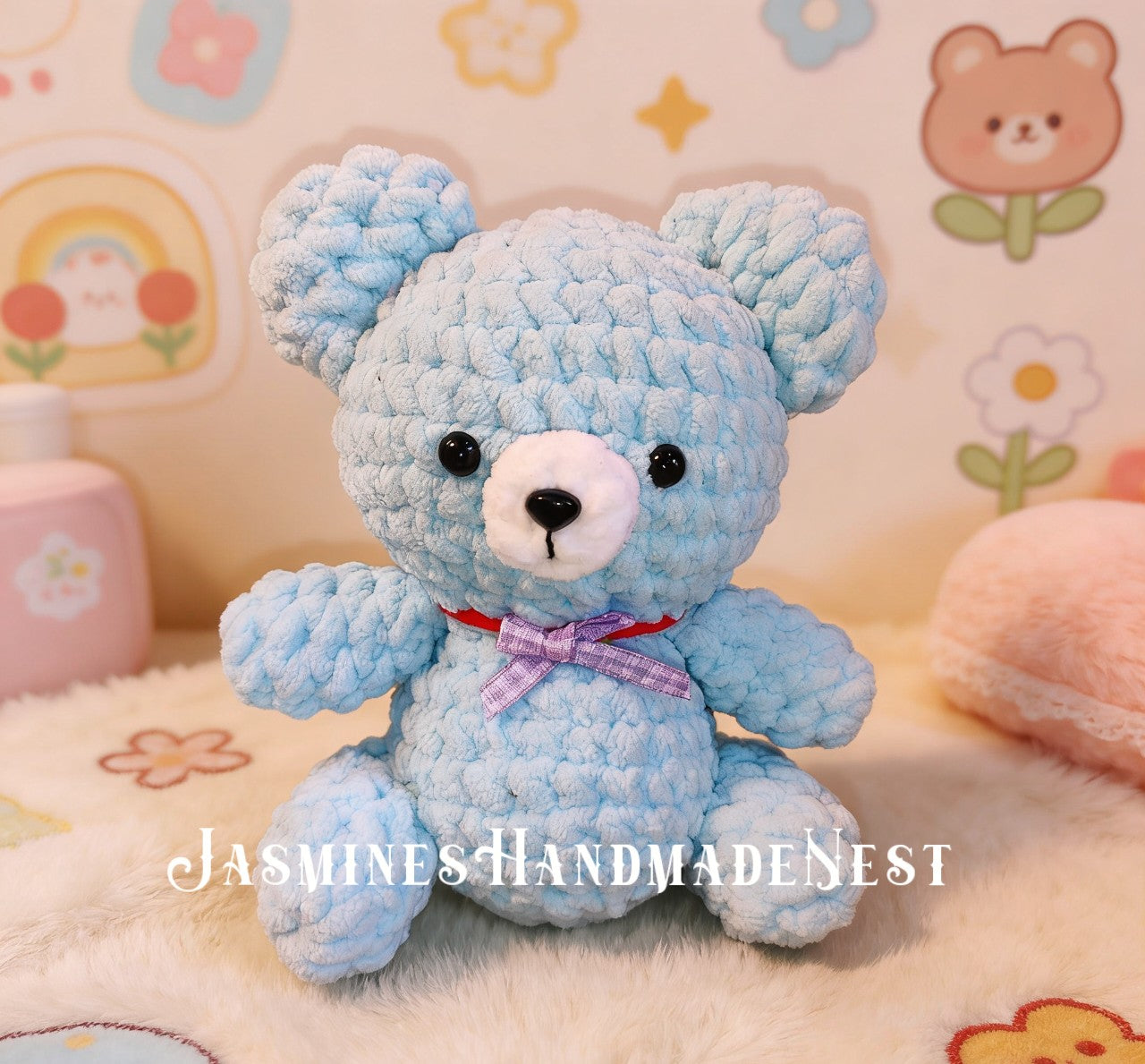 Handmade Crochet Bear Plush | Knitted Bear Doll | Amigurumi Baby Toy