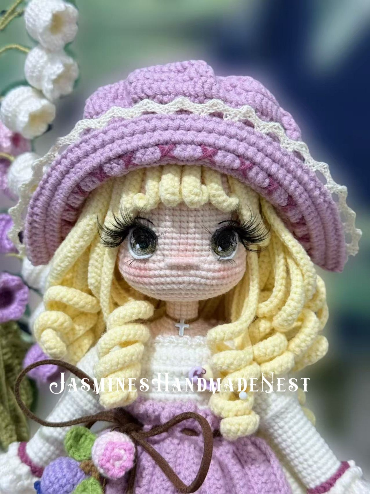Handmade Lily of the Valley Girl Doll – Crochet Amigurumi Plush, Mini Woodland Cottagecore Gift