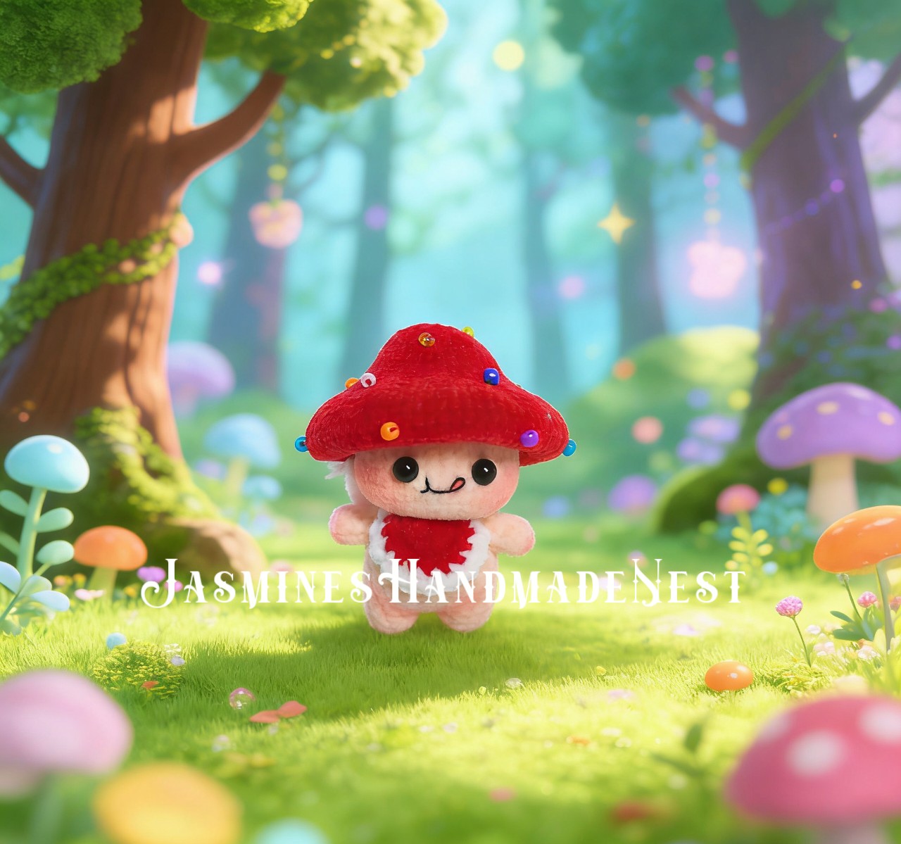 Crochet Mushroom Doll, Amigurumi Forest Decor, Cottagecore Plush Toy