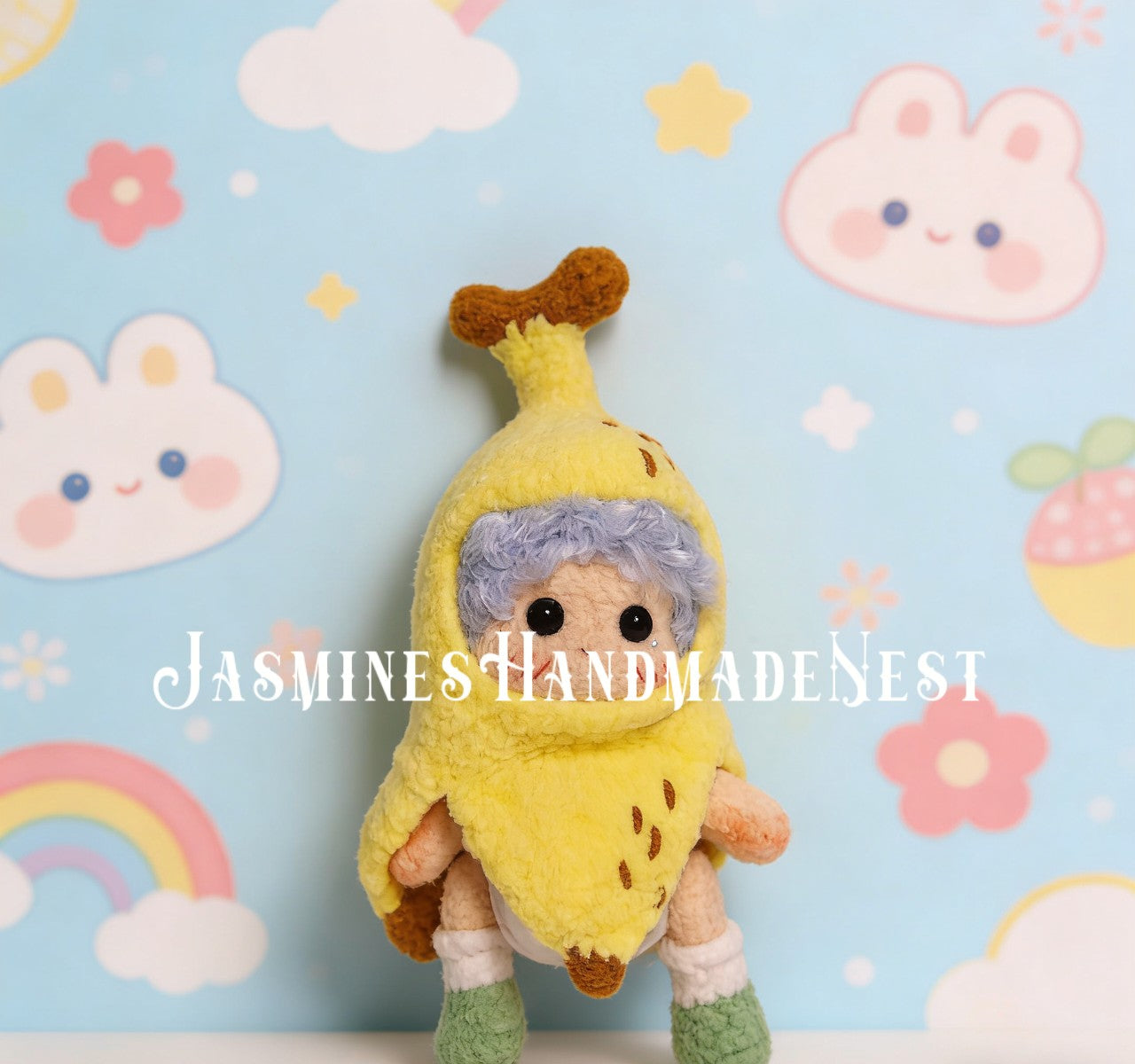 Crochet Banana Character Doll – Soft Plush Toy, Funny Gift
