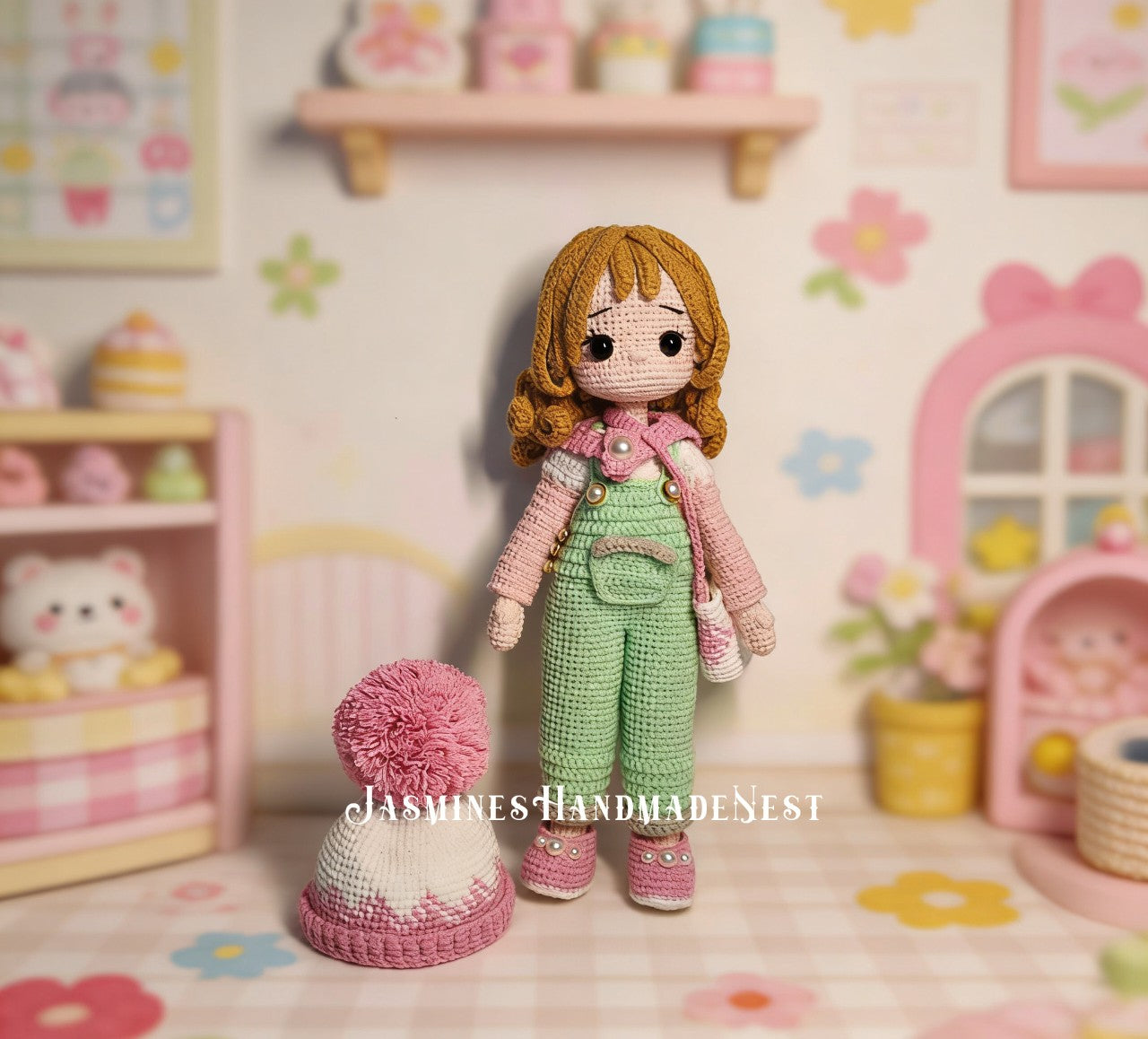Handmade Crochet Winter Girl Doll – Amigurumi Dress Up Toy, Gift