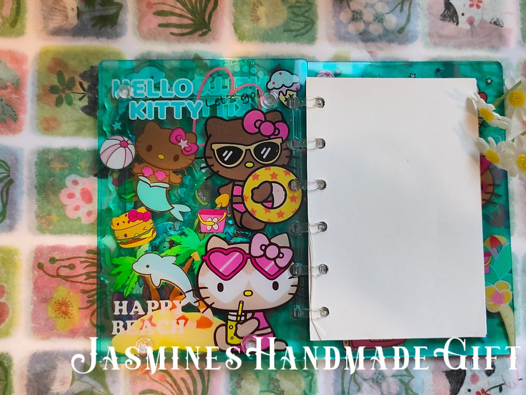 Handmade Kawaii Shake Notebook, Floating Glitter Quicksand Shake Journal, Cute Cartoon Mini Pocket Diary Gift for Girls