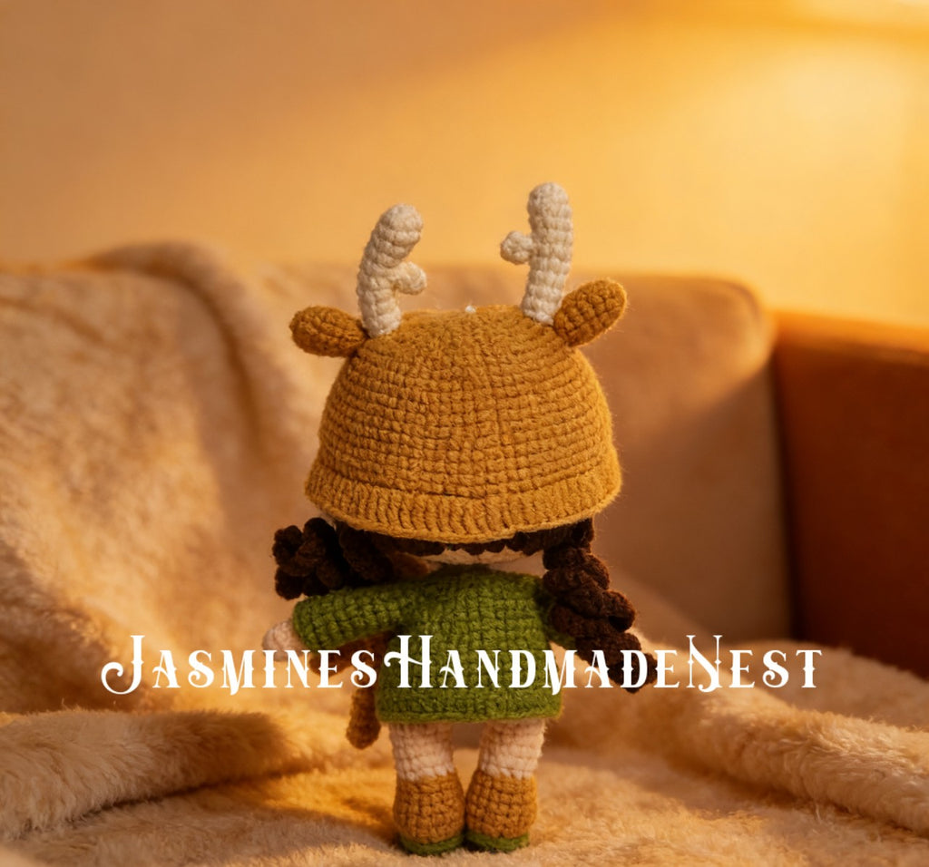 Handmade Crochet Bunny, Fox, Fawn, Pig & Bear Dolls – Amigurumi Woodland Animal Plush Set, Cute Handmade Gift for Kids & Girls