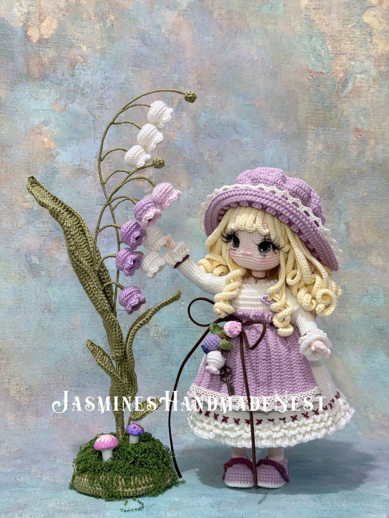 Handmade Lily of the Valley Girl Doll – Crochet Amigurumi Plush, Mini Woodland Cottagecore Gift