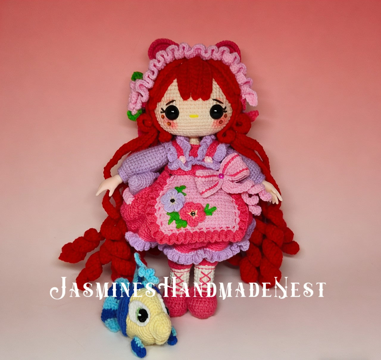 Handmade Crochet Princess, Wish Girl, Frog & Mermaid Dolls – Amigurumi Plush Set, Cute Fantasy Gift