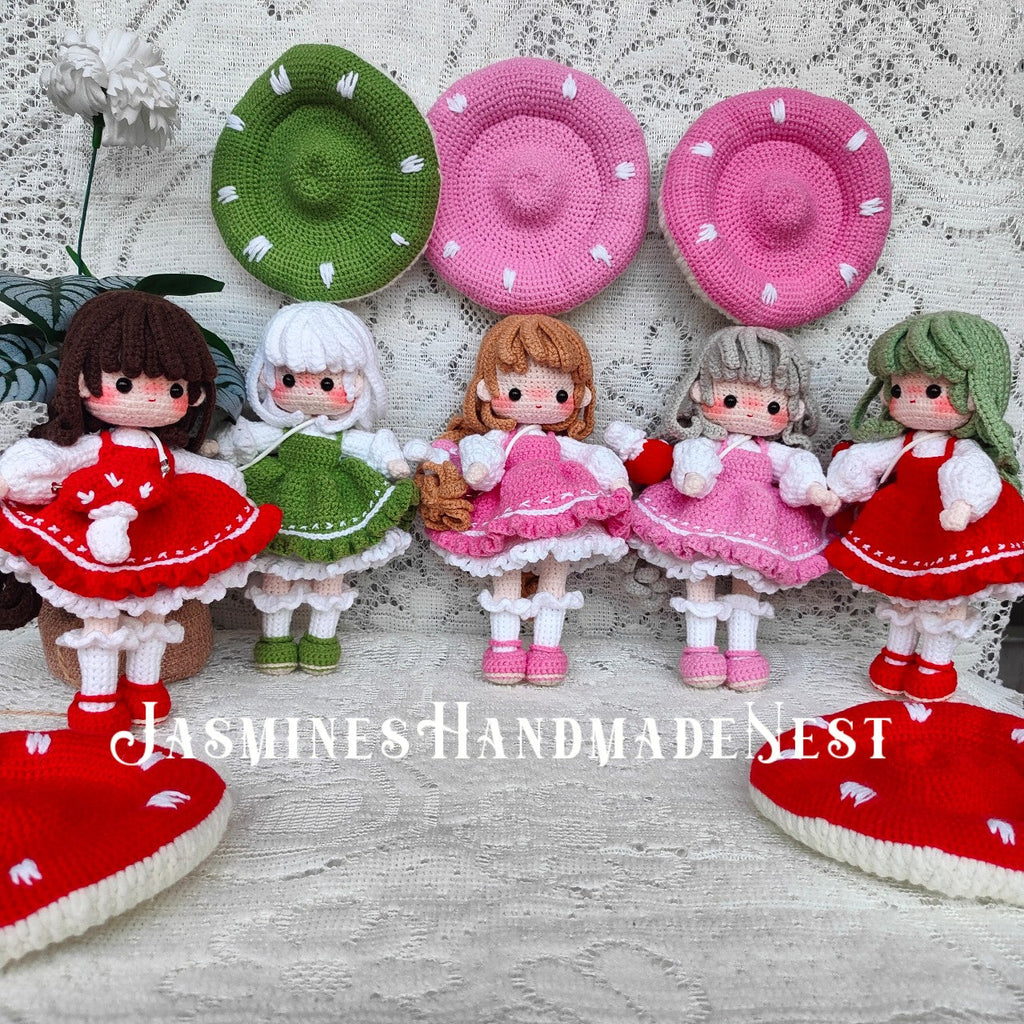Handmade Crochet Mushroom Doll – Cute Woodland Fairy Girl Amigurumi Plush – Amanita-Inspired Princess Toy – Custom Stuffed Doll Gift for Kids & Halloween Decor