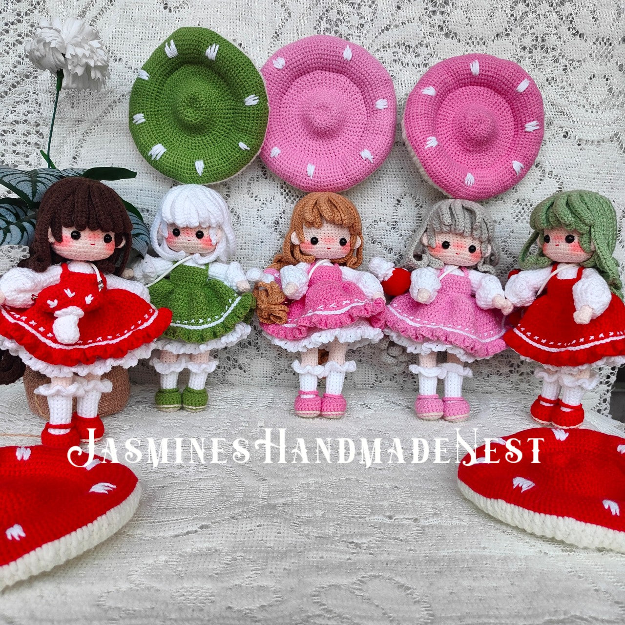 Handmade Crochet Mushroom Doll – Cute Woodland Fairy Girl Amigurumi Plush – Amanita-Inspired Princess Toy – Custom Stuffed Doll Gift for Kids & Halloween Decor