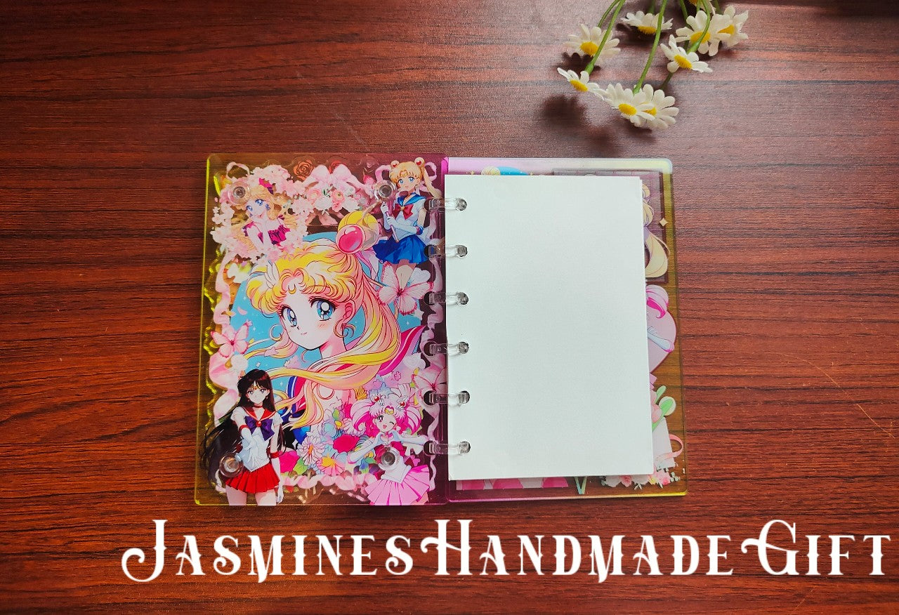 Handmade Kawaii Shake Notebook, Floating Glitter Quicksand Shake Journal, Cute Cartoon Mini Pocket Diary Gift for Girls