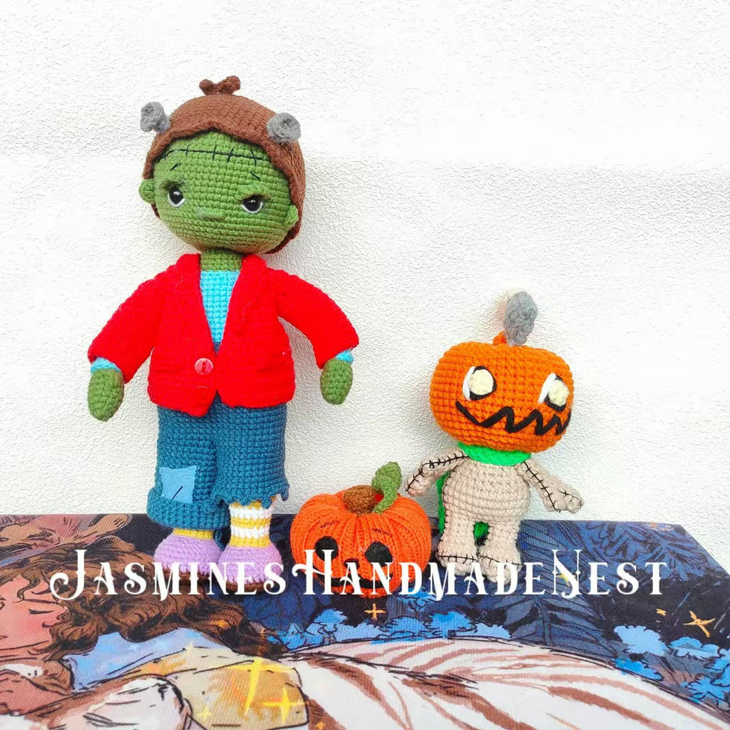 Handmade Frankenstein Doll – Classic Stitched Design with Retro Hues, Halloween Decor, Ideal Birthday Gift for Him, Dark-Chic Trendy Toy