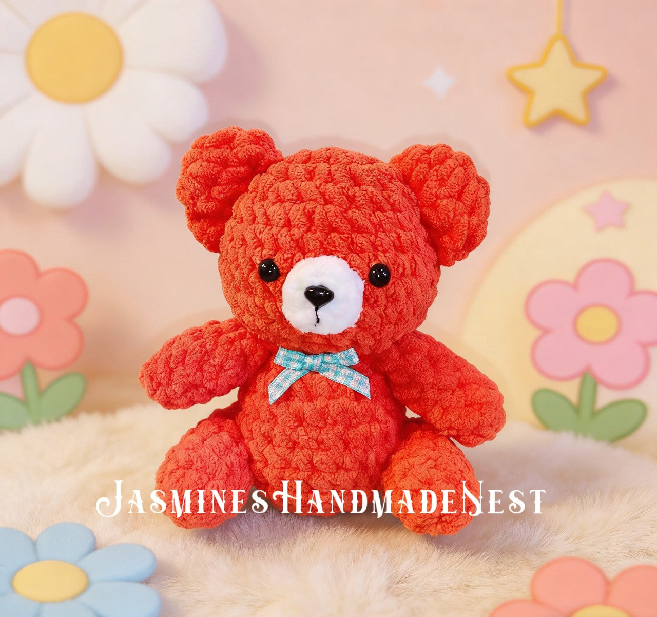 Handmade Crochet Bear Plush | Knitted Bear Doll | Amigurumi Baby Toy